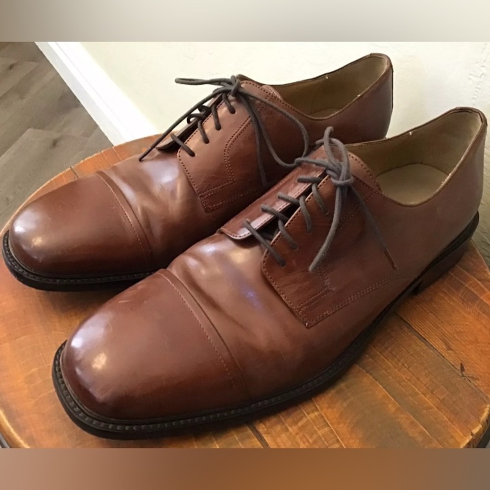 Men’s JOHNSON MURPHY Classic Tie Up Business Dress Shoes Brown Leather 10M